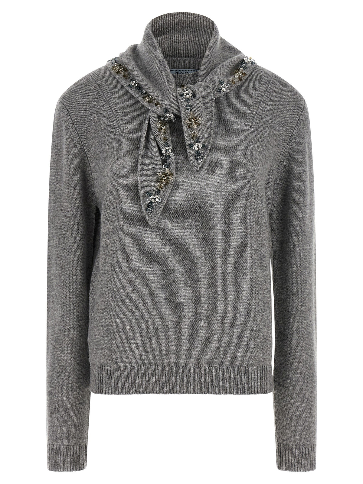 PRADA Jewel Bandana Sweater Grey