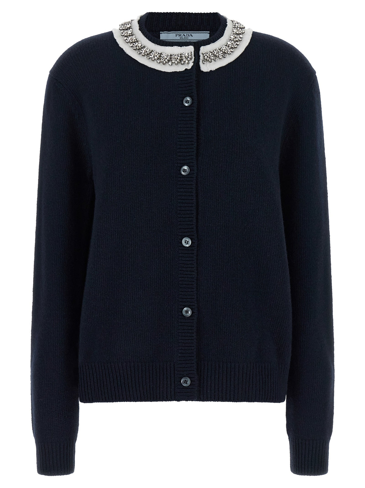 PRADA Jewel Collar Cardigan Blue