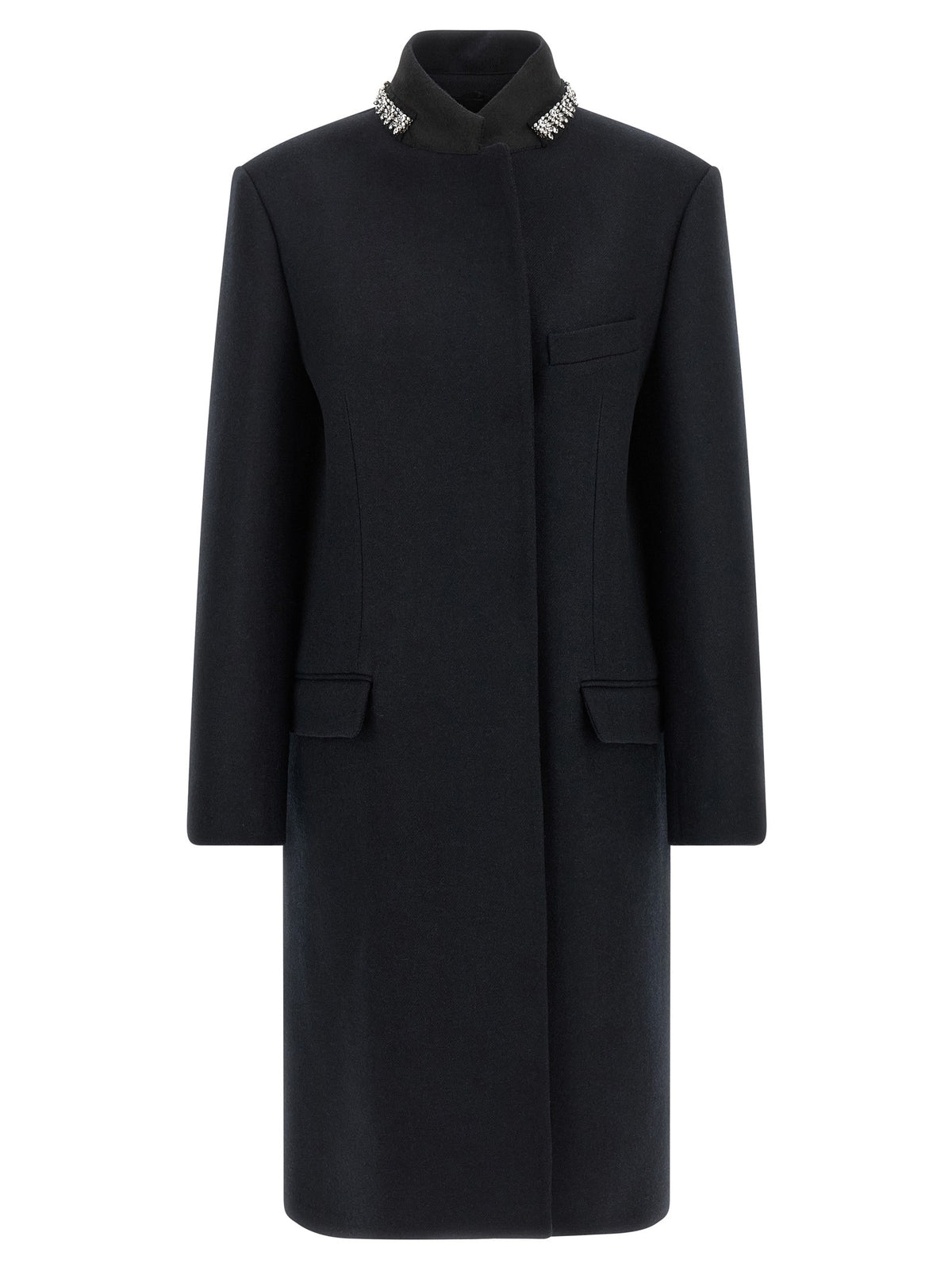 PRADA Jewel Collar Coat Blue