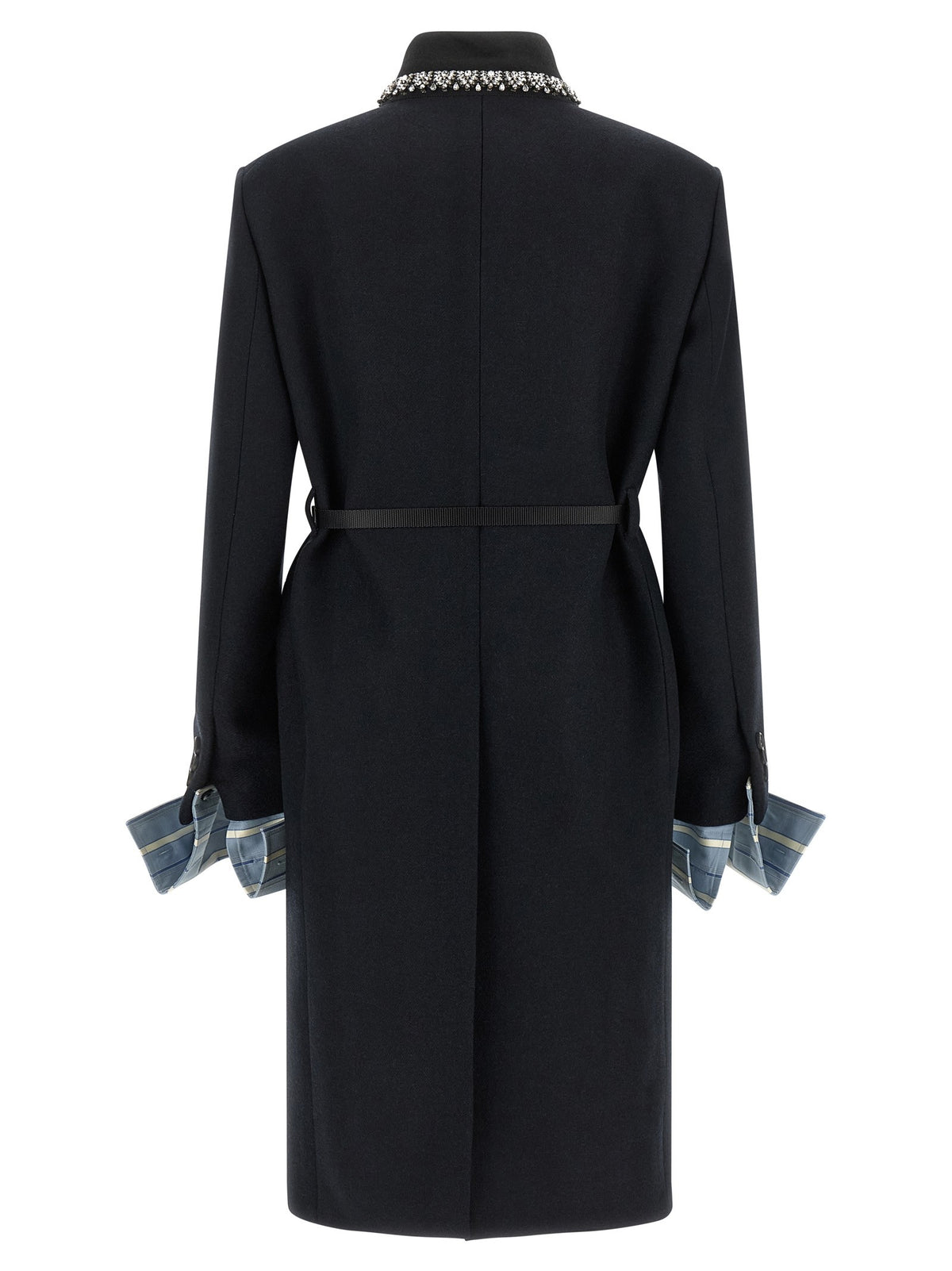 PRADA Jewel Collar Coat Blue
