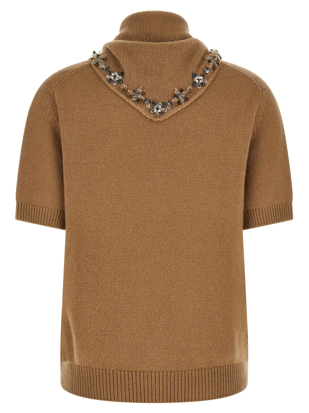 PRADA Jewel Scarf Sweater Beige