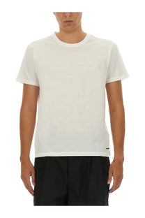 Jil sander men’s white cotton crew neck t-shirt with subtle branding on the lower right side