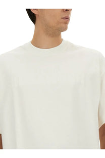 White jil sander men’s cotton crew neck t-shirt with a subtle faint logo across the chest