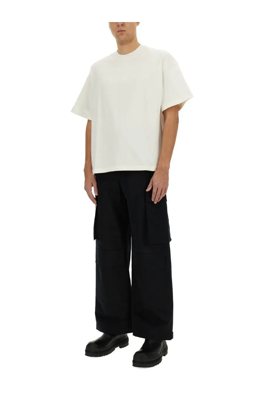 Jil sander men’s cotton shirt white minimalist off-white short-sleeved relaxed fit with ribbed neckline