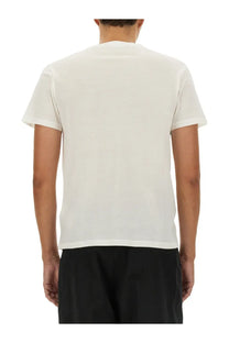 A minimalist white cotton t-shirt by jil sander featuring a simple crew neck and short sleeves for men
