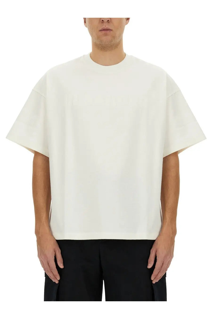 Off-white oversized cotton crewneck t-shirt with relaxed fit and short sleeves by jil sander men