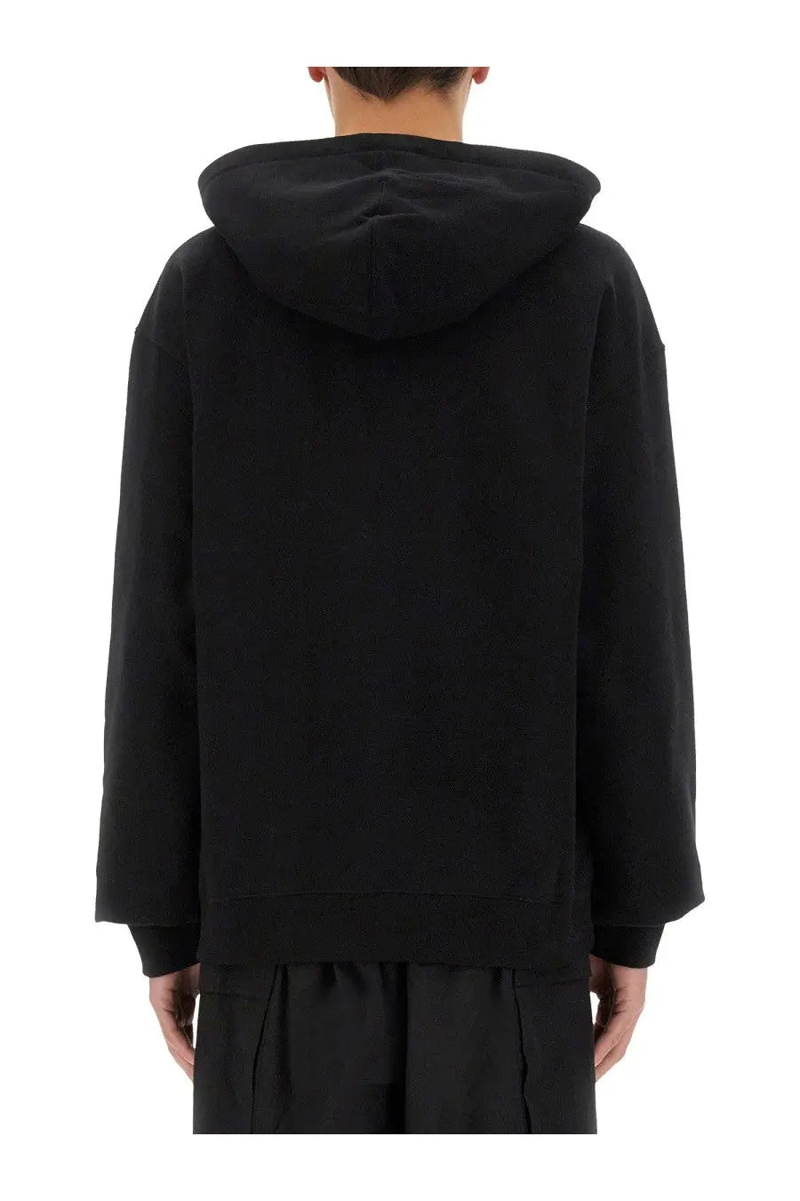 Jil sander men’s black hoodie with relaxed fit and ribbed cuffs made from soft cotton fabric