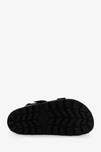 Black rubber sole with rugged textured tread of jil sander men’s leather sandals black