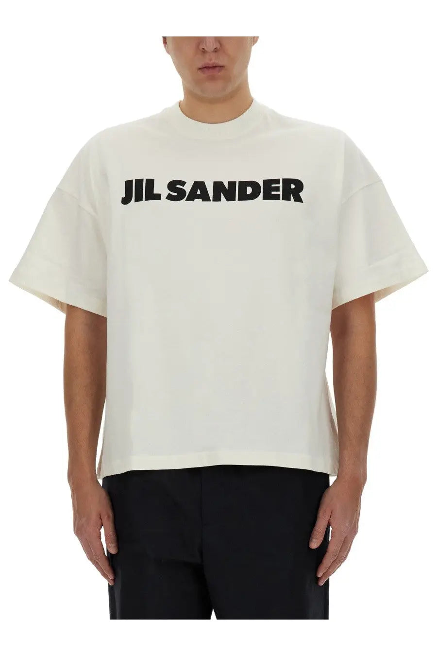 Off-white jil sander men’s shirt white with bold black jil sander lettering across the chest