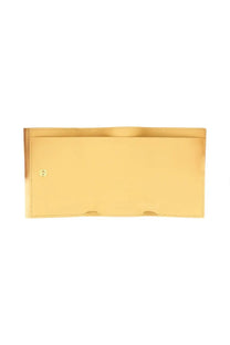 Jil Sander women’s baby wallet in gold tone patent leather with minimalist design and subtle edge stitching