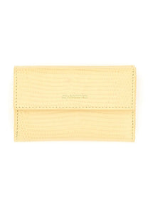 Jil sander women’s baby wallet in pale yellow textured leather with minimalist design and subtle stitching