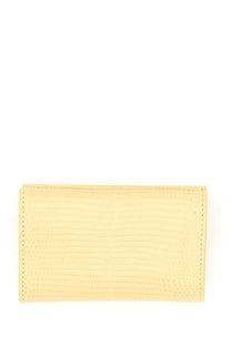 Jil Sander women’s baby wallet in pale yellow textured leather with subtle reptile skin pattern and neat stitching