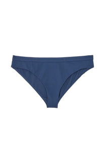 Navy blue high-waisted bikini briefs for women by jil sander with smooth stretchy fabric finish front view
