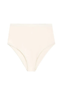Cream-colored high-waisted jil sander women’s bikini briefs with smooth seamless design in white