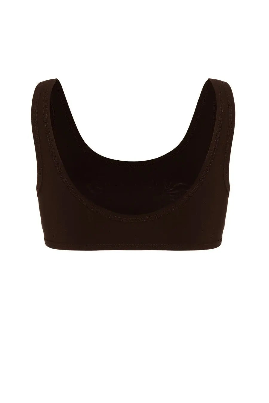 Jil Sander women’s bikini top brown sleek solid black cropped bralette with smooth stretchy fabric and wide straps