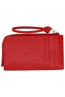 Jil Sander women’s giro red red leather wristlet with zipper closure and card slots for coin purse use