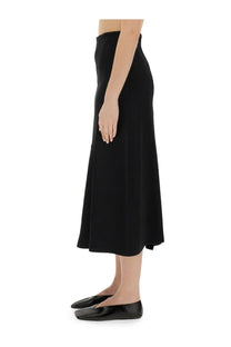 Jil Sander women’s black high-waisted midi skirt with smooth flowing silhouette and subtle side slits
