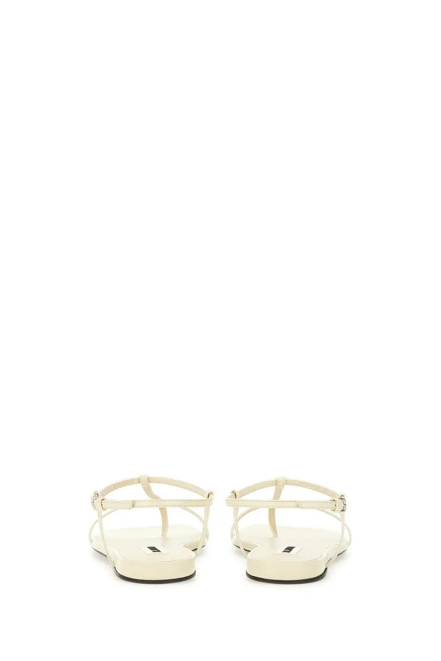 Jil Sander women’s leather sandal white with cream-colored t-strap and sleek minimalist thin straps