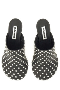 Black jil sander nappa leather mules with silver studs stylish and comfortable women’s footwear