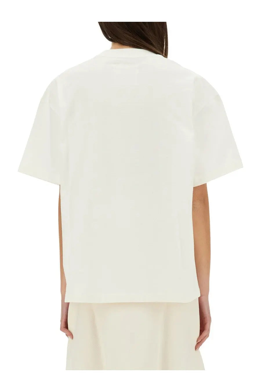 Jil Sander women’s off-white short-sleeved shirt with relaxed oversized fit in minimalist design