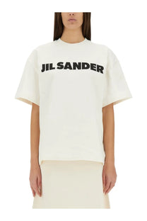 Off-white jil sander women’s shirt white with bold black jil sander lettering across the chest
