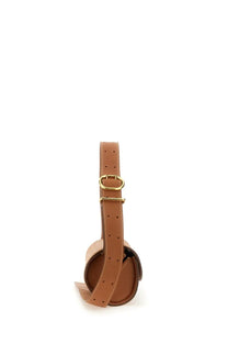 Tan leather jil sander small cannoli crossbody bag with gold-tone buckle and adjustable strap brown