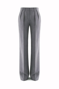 Gray pleated wide-leg wool gabardine pants with sleek tailored fit from jil sander womens collection