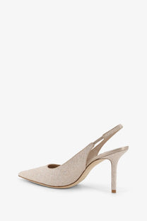 Beige glittery slingback pump with a slender heel from Jimmy Choo womens Love Écolleté Gold collection