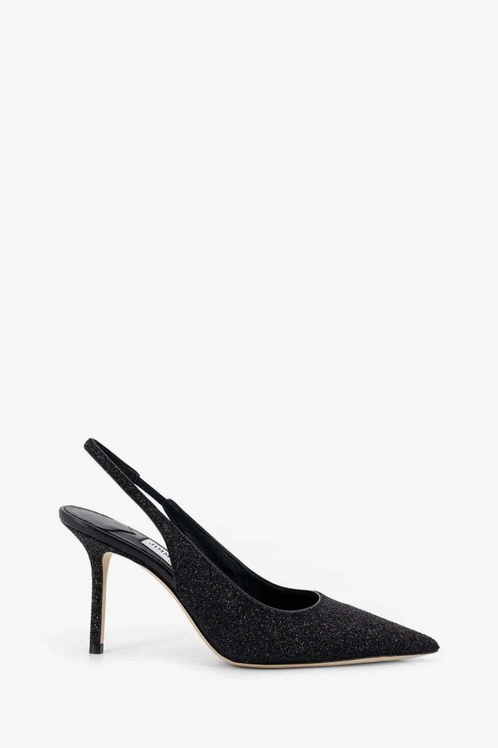 Jimmy Choo women’s love pumps black slingback pump with black glitter and slender heel