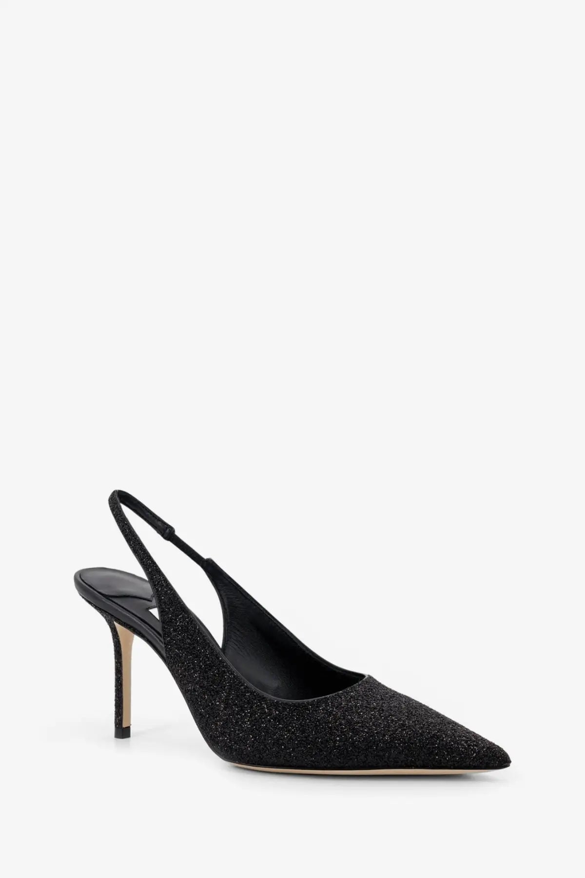 Jimmy Choo women’s love pumps black glittery slingback pump with a slender heel elegant evening shoe