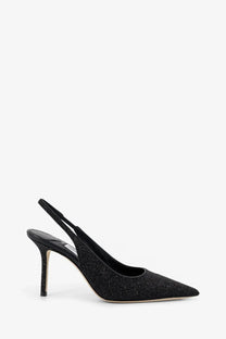 Jimmy Choo women’s love pumps black glittery slingback pump with slender heel elegant evening shoe