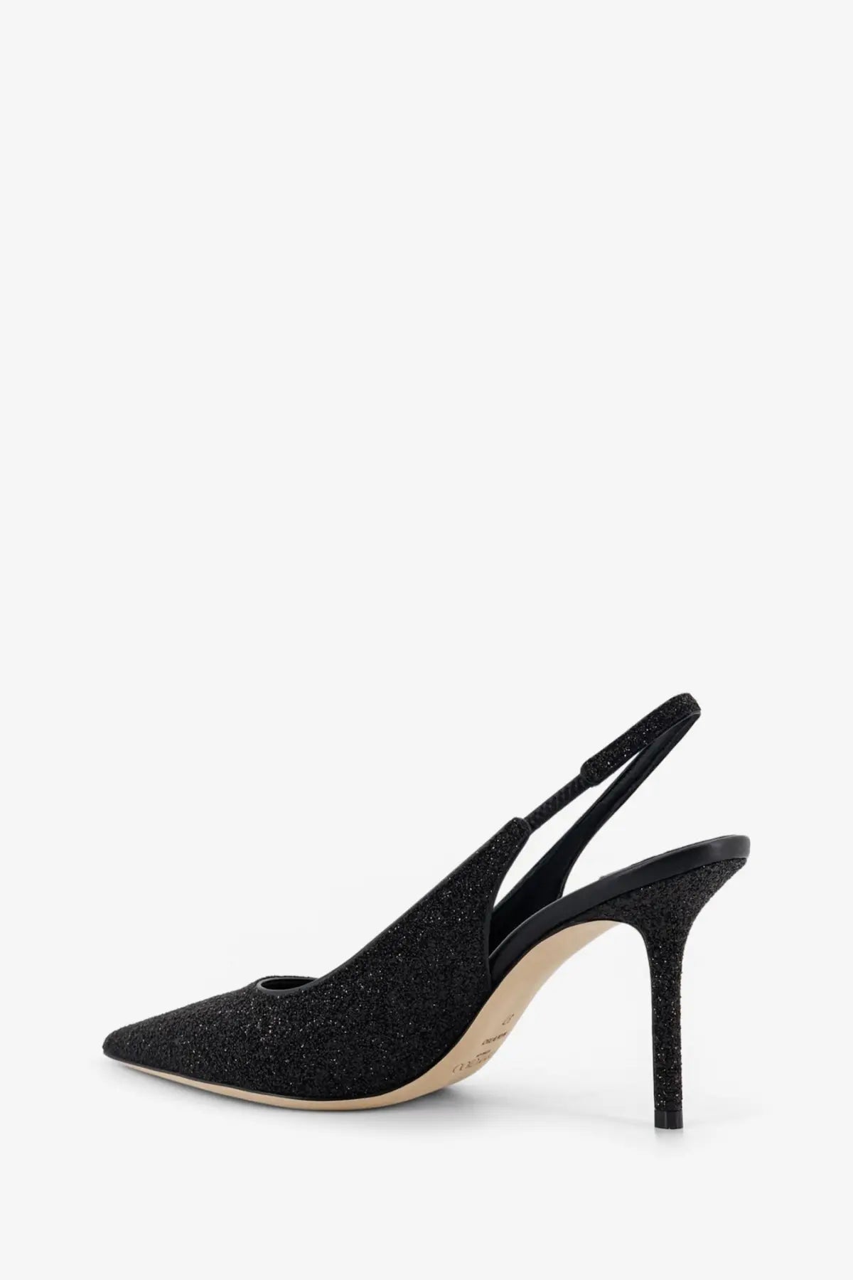 Jimmy Choo women’s love pumps black glittery slingback pump with slender heel and pointed toe
