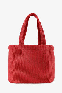 Jimmy Choo women’s raffia shopping bag red with vibrant woven texture and sturdy braided handles