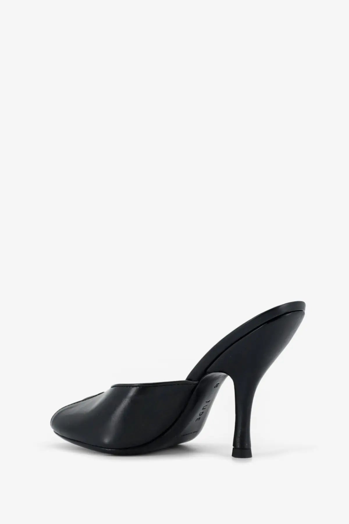Black patent leather jude women’s mule sandals with sleek minimalist heel design for date night