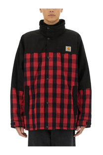 Men’s Junya Watanabe man Carhartt jacket black with black sleeves high collar button-front closure plaid design