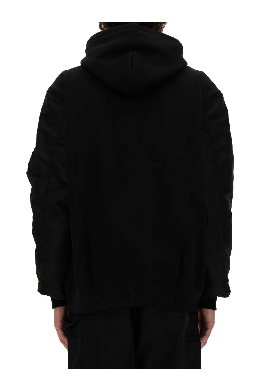 Black hooded Junya Watanabe Man Carhartt sweatshirt with relaxed fit and ribbed cuffs in cotton blend