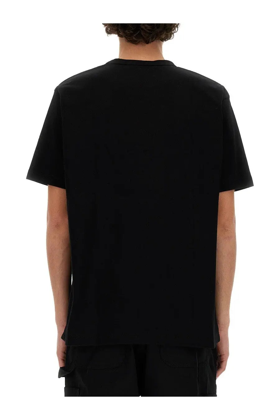 Black short-sleeved crew neck cotton t-shirt by junya watanabe man for casual wear