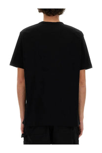 Black short-sleeved crew neck cotton t-shirt by junya watanabe man for casual wear