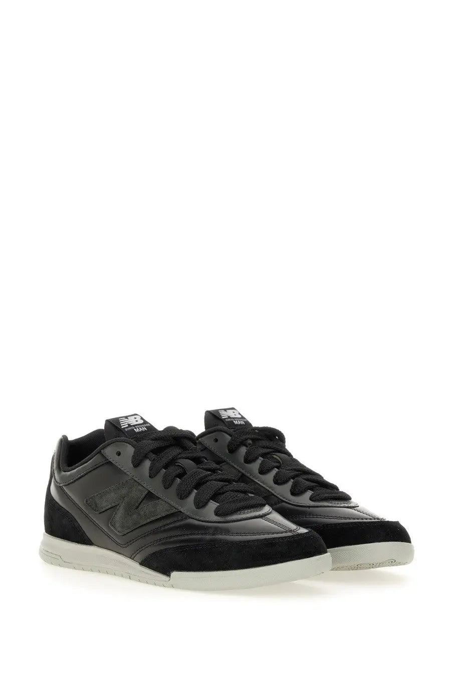 Junya Watanabe Man new balance black sneaker with sleek two-tone suede and leather uppers and white soles
