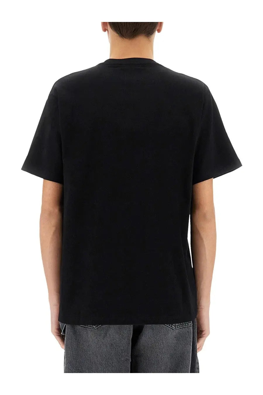 Jw anderson men’s black short-sleeved crew neck t-shirt made from soft cotton for casual wear