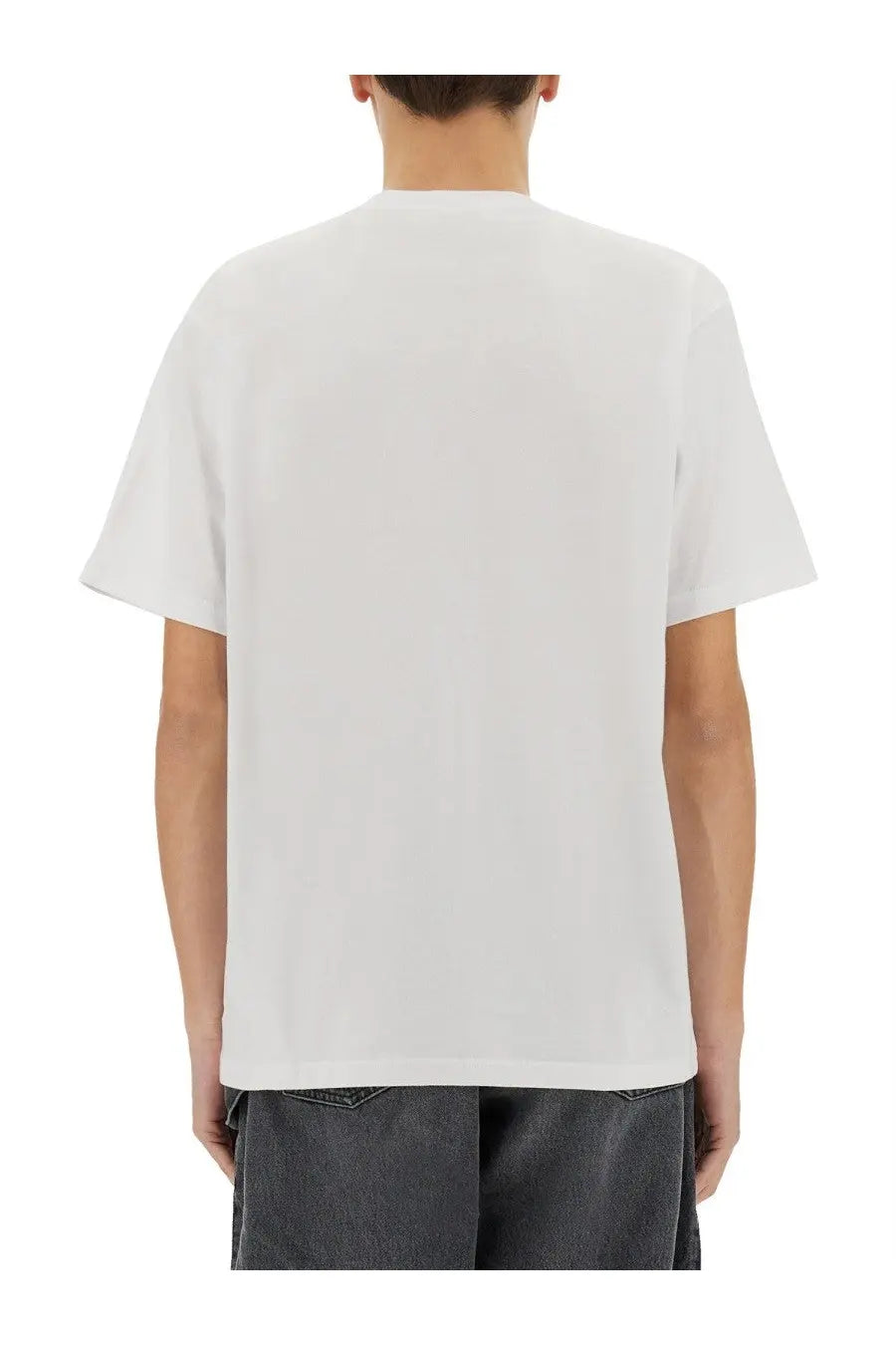 White cotton t-shirt with minimalist anchor design from JW Anderson men’s collection in white color