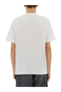 White cotton t-shirt with minimalist anchor design from JW Anderson men’s collection in white color