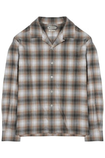 Jw anderson men’s soft long-sleeved button-up shirt in muted beige gray and white plaid pattern