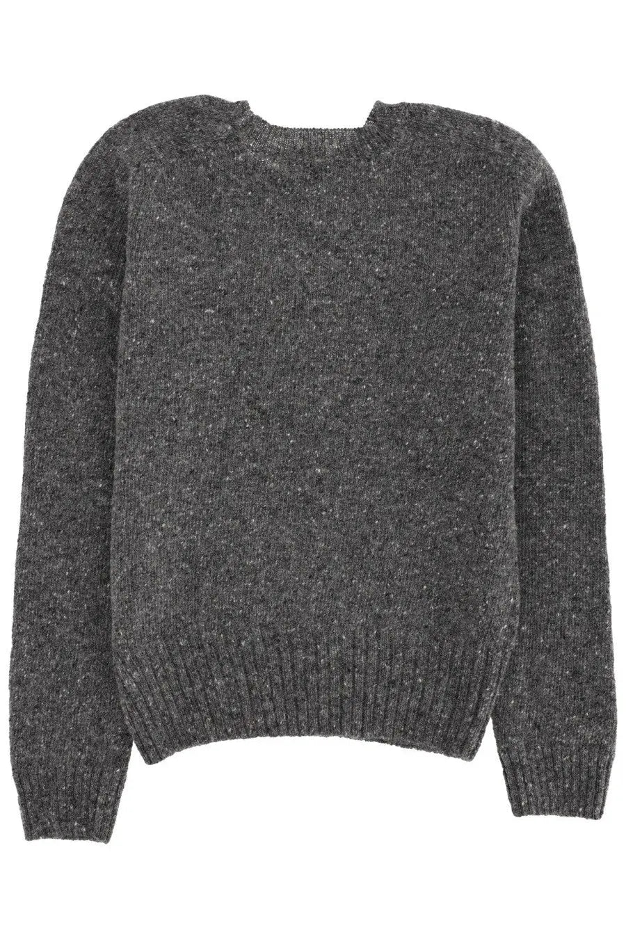 Jw anderson men’s jersey grey cozy heathered gray knit sweater with ribbed hem and cuffs