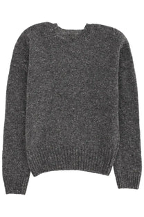 Jw anderson men’s jersey grey cozy heathered gray knit sweater with ribbed hem and cuffs