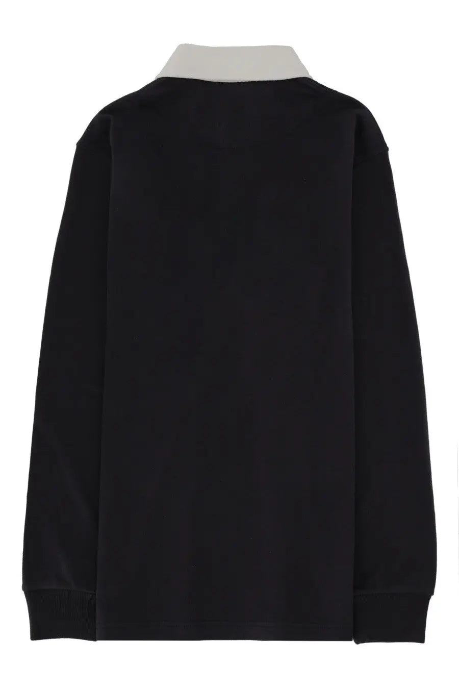 Jw anderson men’s polo shirt in black long sleeves with a contrasting white collar perfect for casual wear