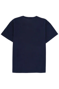 Navy blue short-sleeved cotton t-shirt for men by JW Anderson featuring a classic fit and minimalist design