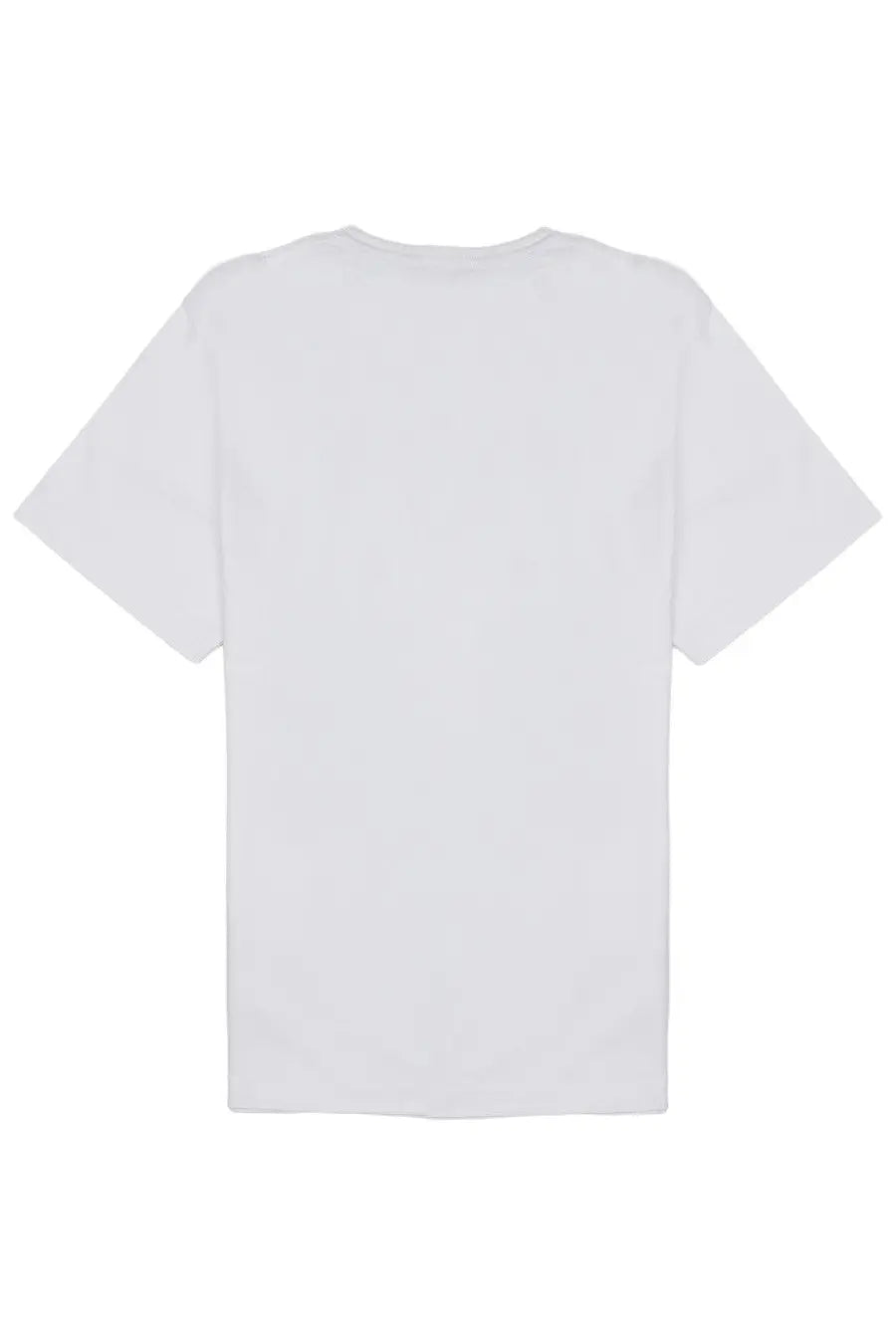 Jw anderson men’s white cotton t-shirt with simple crew neck and short sleeves showing front side view