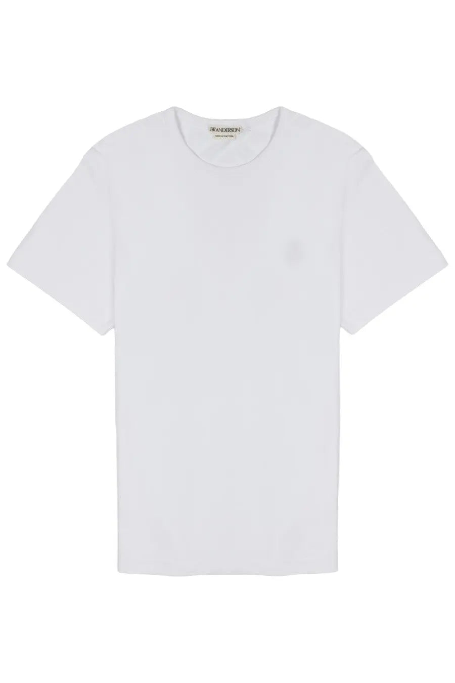 J w anderson men’s white shirt with minimalist design and subtle y project brand tag at the neckline