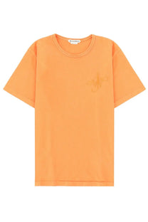 Jw anderson men’s orange short-sleeved shirt featuring a vibrant color and subtle embroidered logo on the left chest